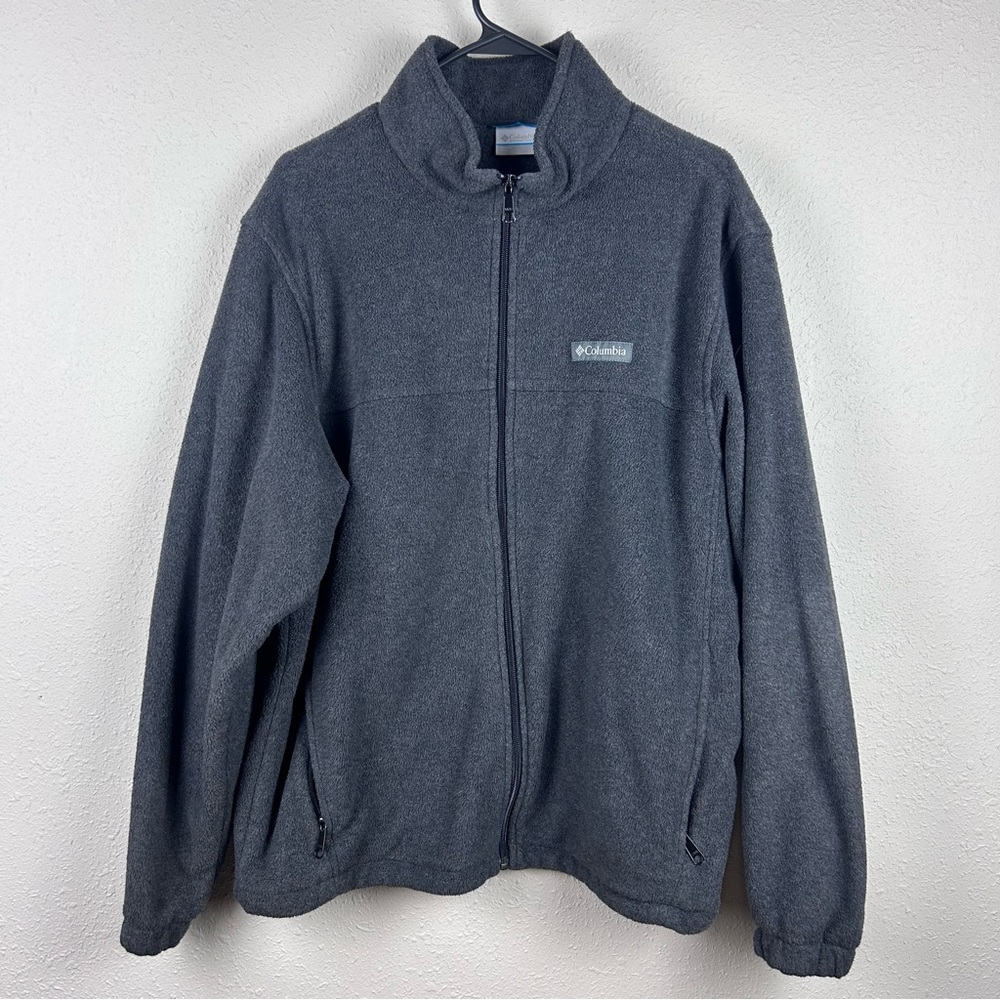 Columbia Men's Gray Long Sleeve Zip-Front Fleece Jacket, L